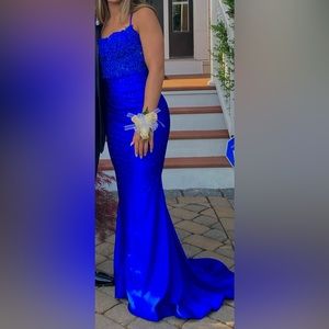 royal blue mermaid style prom dress